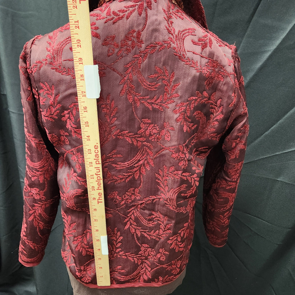 NWT Coldwater Creek Reversible Tapestry Jacket PXS Crimson Red Boho Fall Leaf