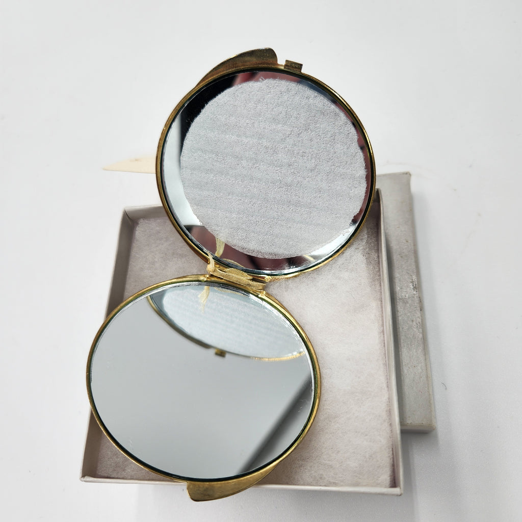 NIB Vintage Sherborne Frame Co Jeweled Filigree Compact Mirror Gold