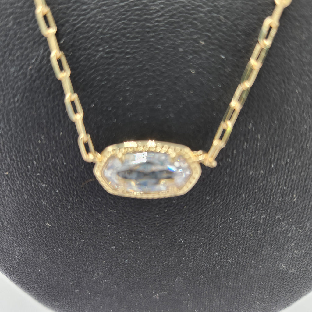 Kendra Scott Elisa Luxe Short Pendant Necklace NWT front view showing pendant on customizable chain