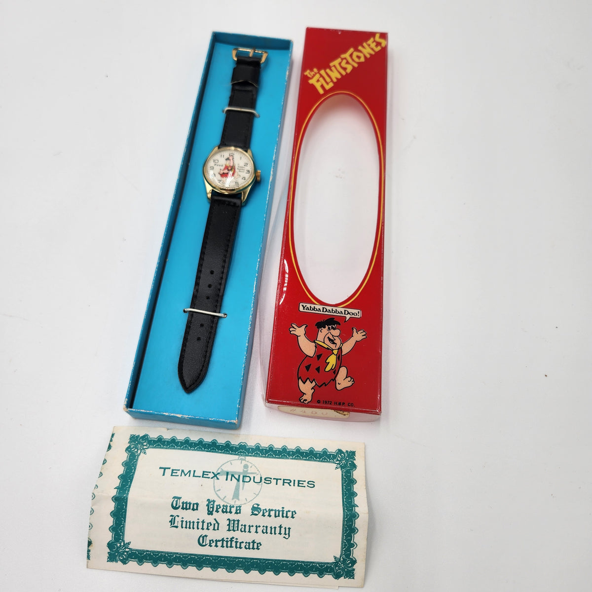 1972 Hanna-Barbera Fred Flintstone "Bowling" Manual Wind Wristwatch, manufactured by Temlex Industries