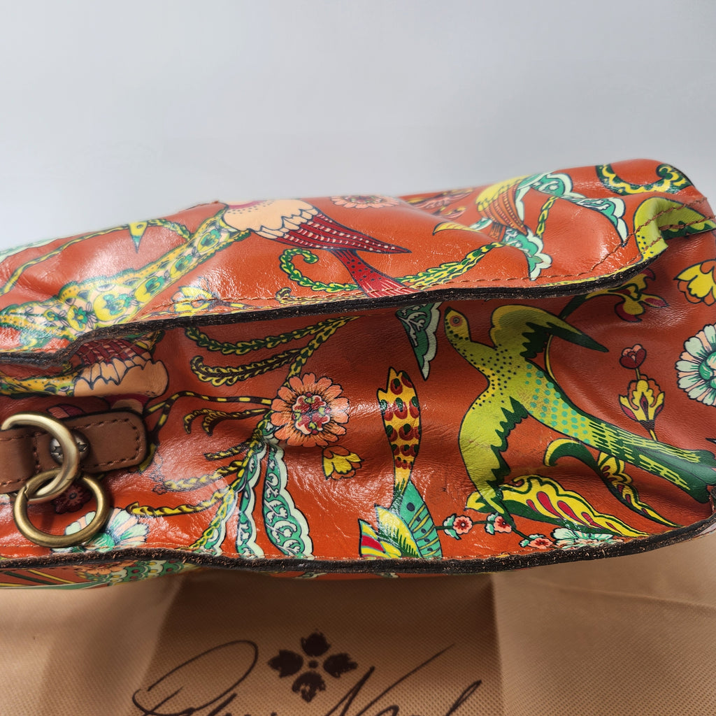 Patricia Nash Birds of Paradise Leather Satchel Bag & Coin Purse Set Dustbag