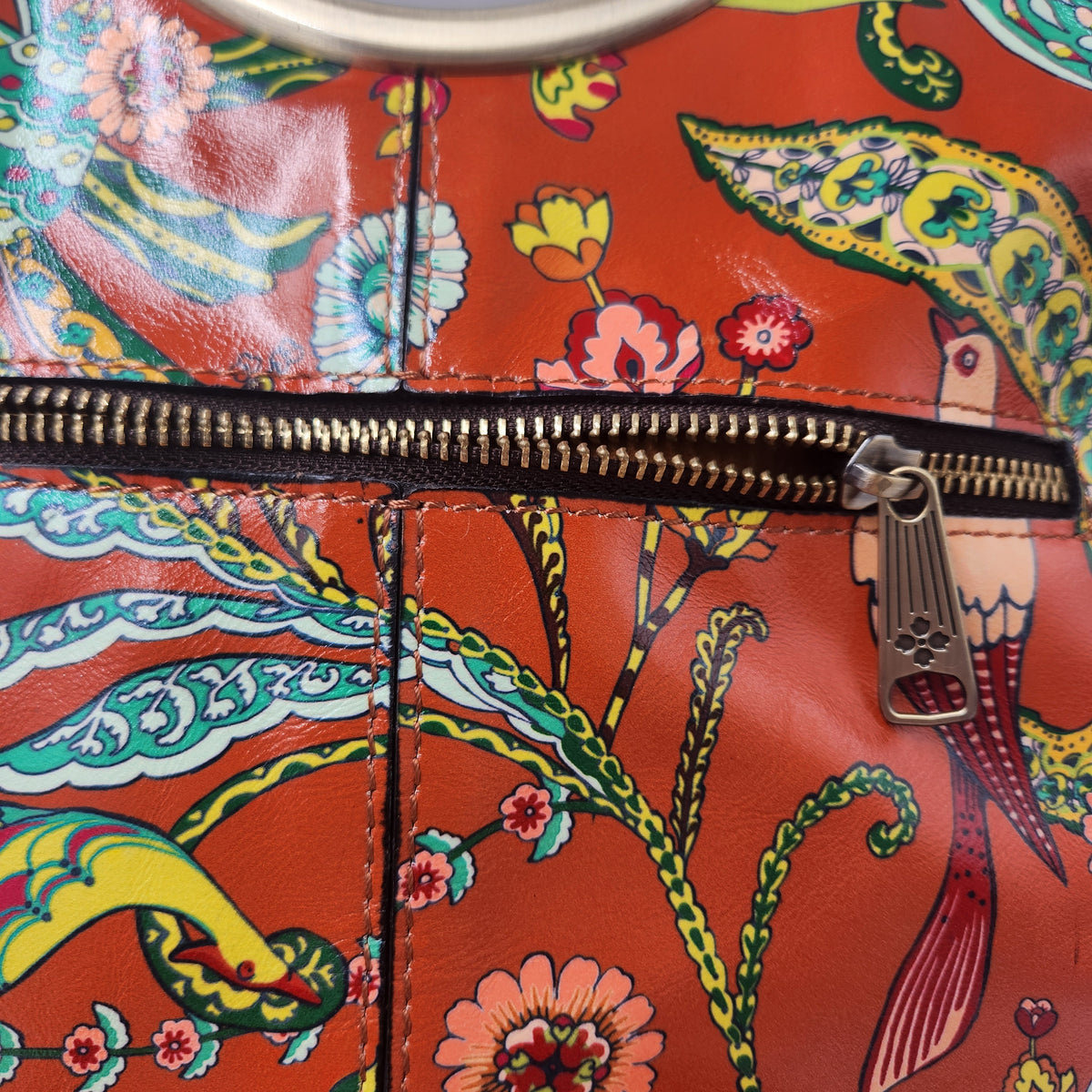 Patricia Nash Birds of Paradise Leather Satchel Bag & Coin Purse Set Dustbag