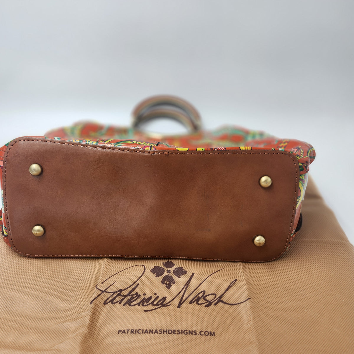 Patricia Nash Birds of Paradise Leather Satchel Bag & Coin Purse Set Dustbag