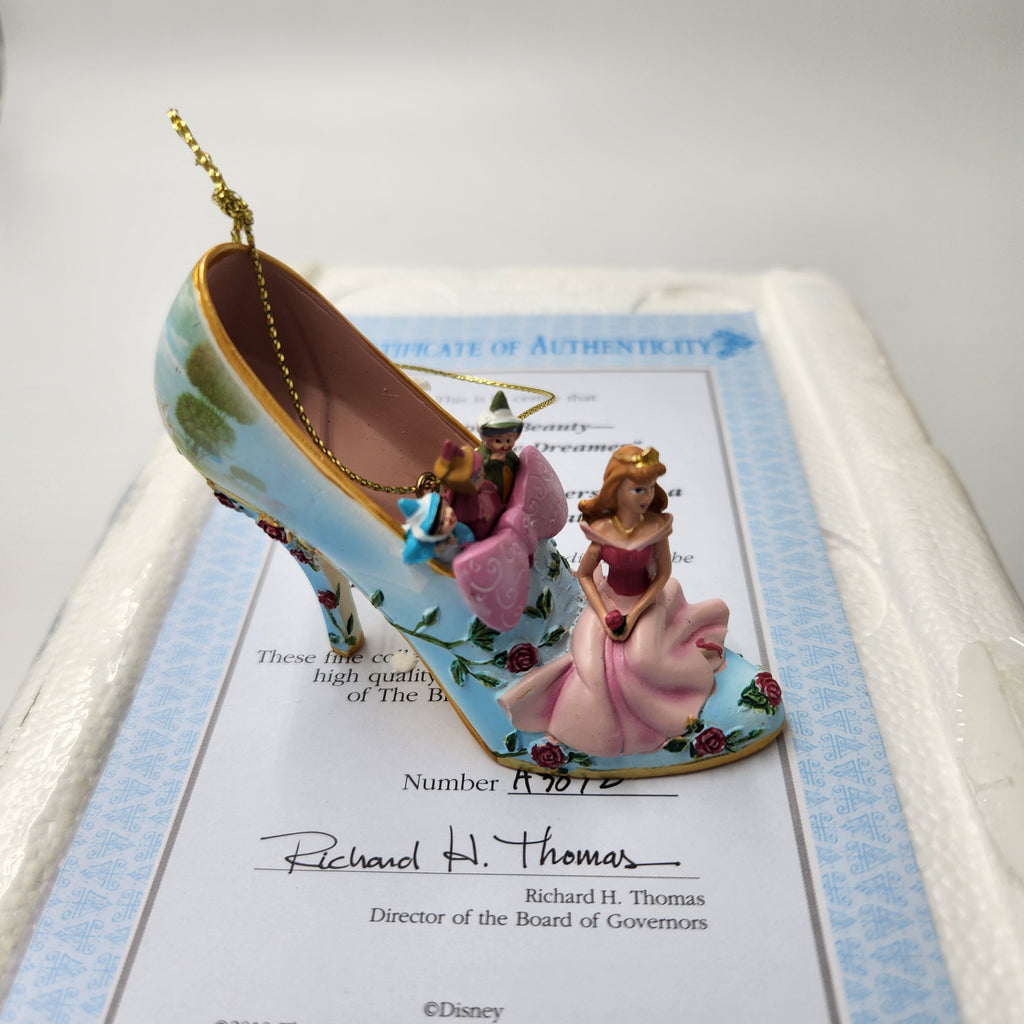 Bradford Exchange Disney Once Upon A Slipper Ornament Set Sleeping Beauty Ariel