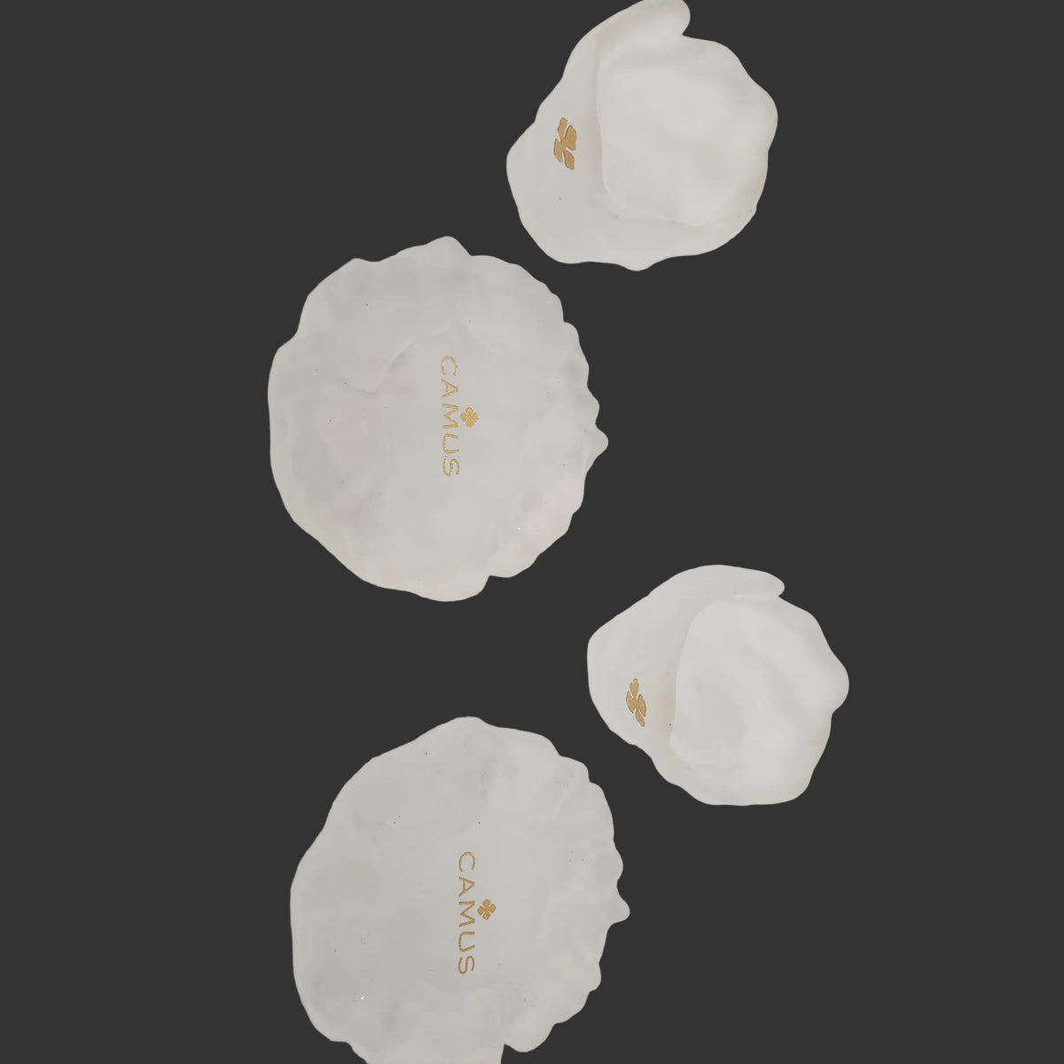 Vintage CAMUS Cognac frosted Satin white glass candle holders flower tulip set of 2