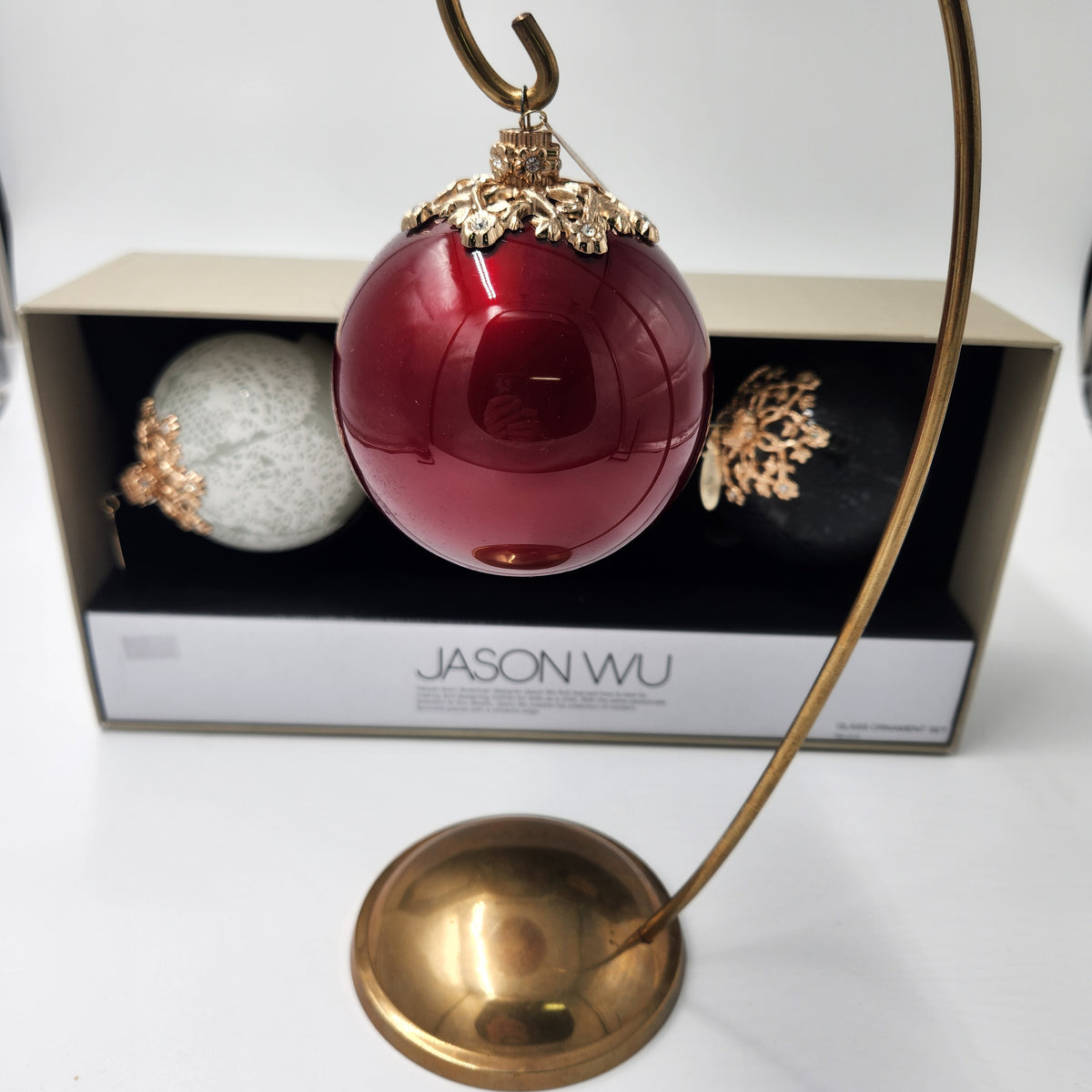 Jason Wu Nieman Marcus Target set of 3 Ornaments New in Box 2012 featuring a crimson red glass ornament.