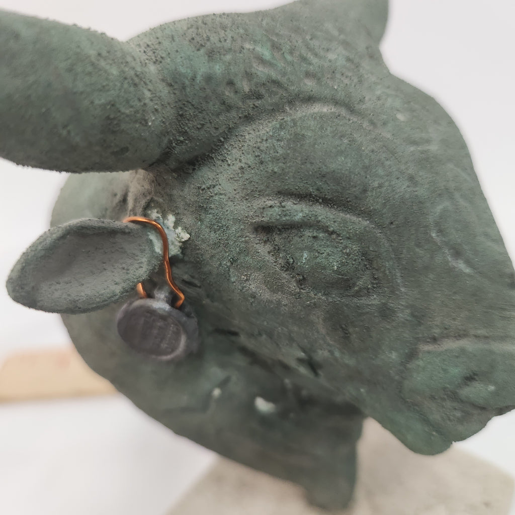 VTG Vintage 1981 Minoan Bull Head Rhyton Statue | Ancient Greek Bronze Replica