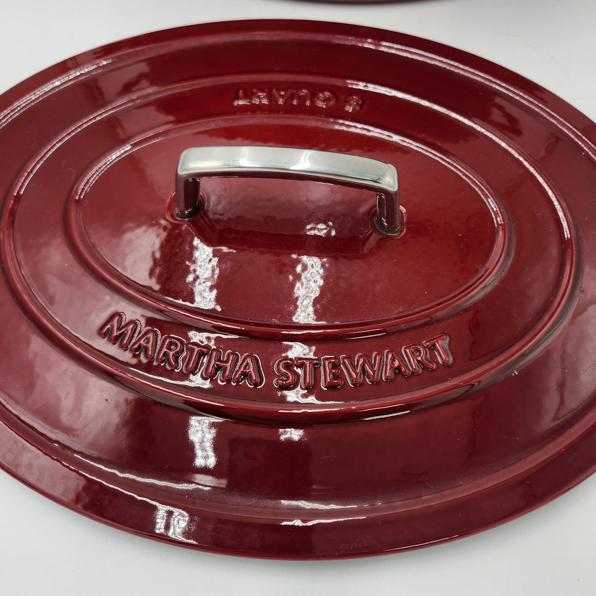 Martha Stewart 8-Quart Oval Enameled Cast Iron Dutch Oven - New-Cranberry Red