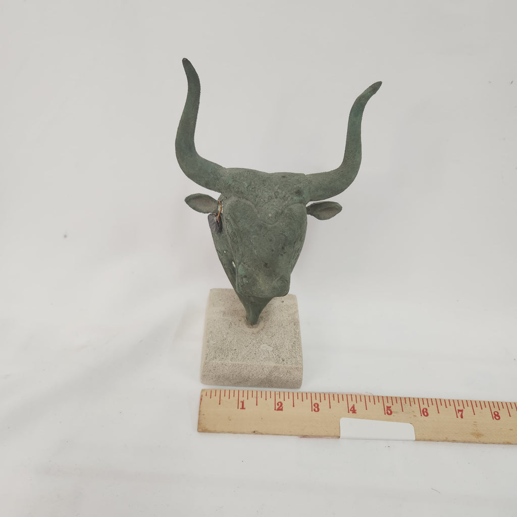 VTG Vintage 1981 Minoan Bull Head Rhyton Statue | Ancient Greek Bronze Replica