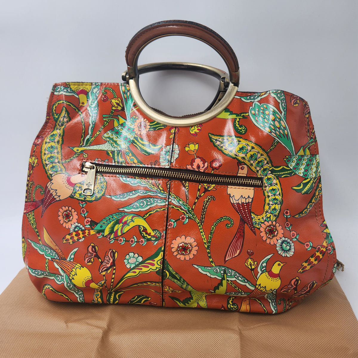 Patricia Nash Birds of Paradise Leather Satchel Bag & Coin Purse Set Dustbag