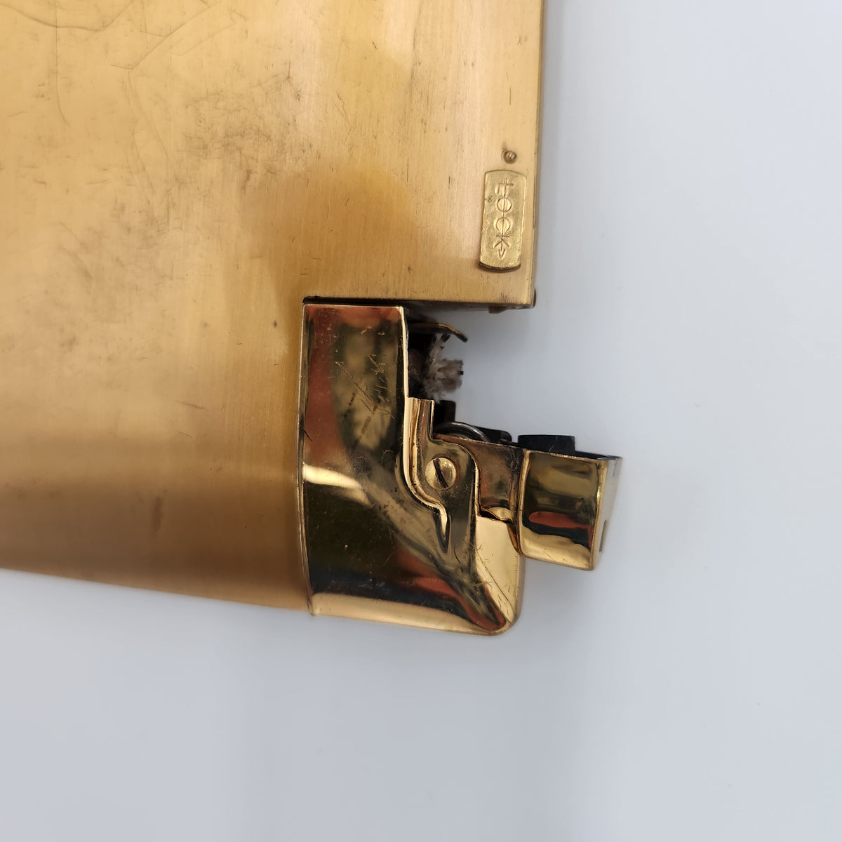 Vintage 1940s Elgin American Magic Action Lite-O-Matic Cigarette Case Lighter Combo - Gold Tone Crosshatch, Unmonogrammed, with Original Box
