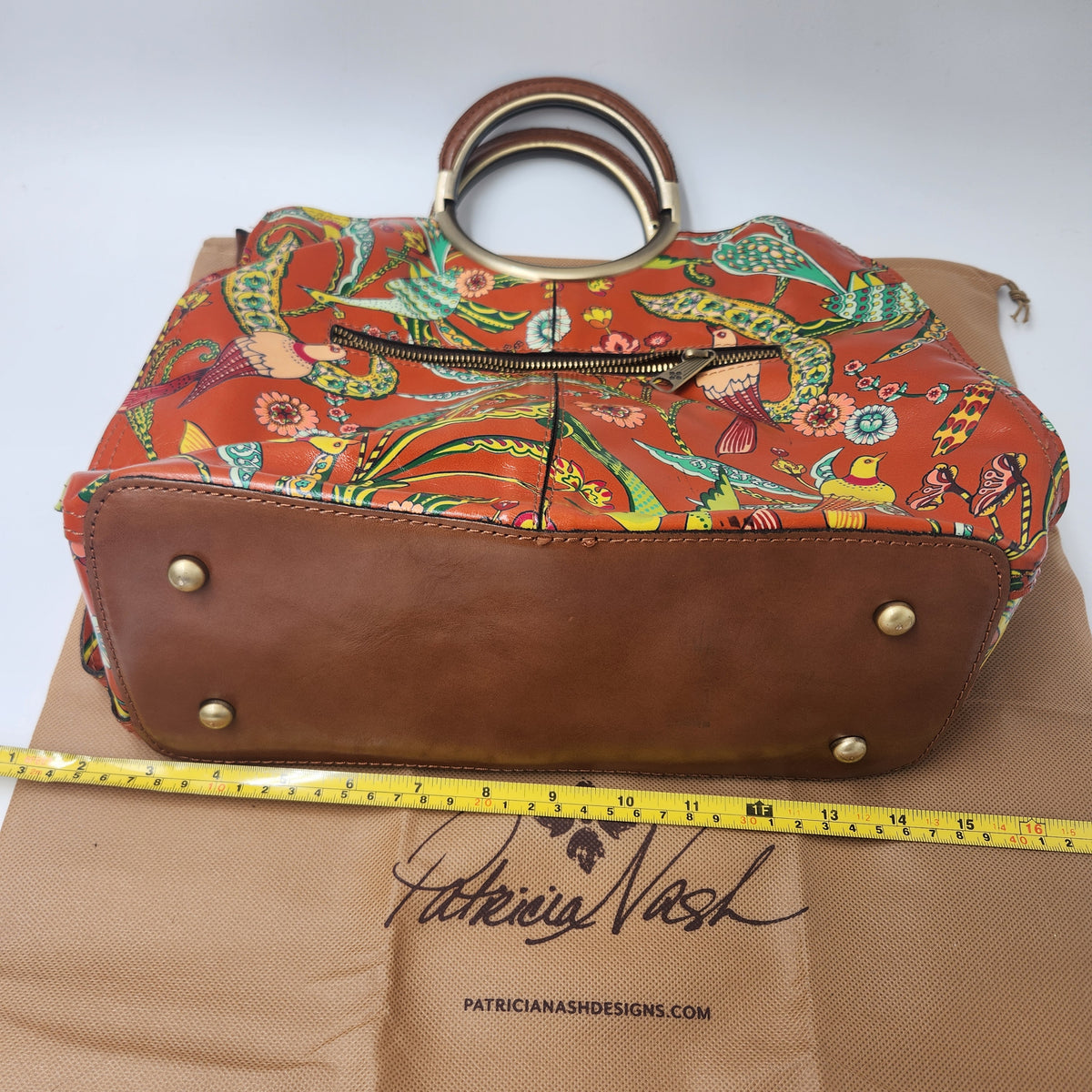 Patricia Nash Birds of Paradise Leather Satchel Bag & Coin Purse Set Dustbag