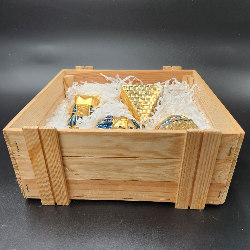 VTG 1999 Kurt S. Adler Polonaise "Egyptian Collection" 4 Pc. Ornament Set Crate INTACT WAX SEAL