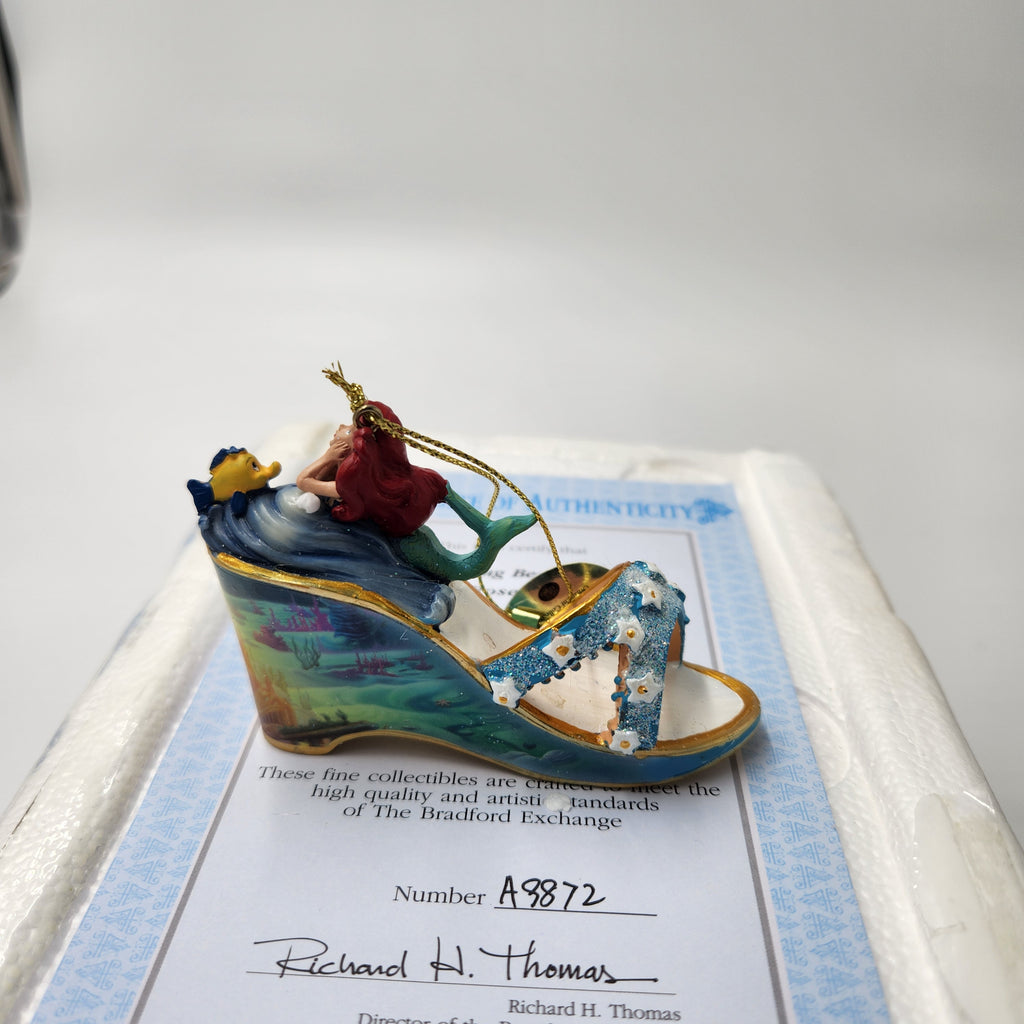 Bradford Exchange Disney Once Upon A Slipper Ornament Set Sleeping Beauty Ariel