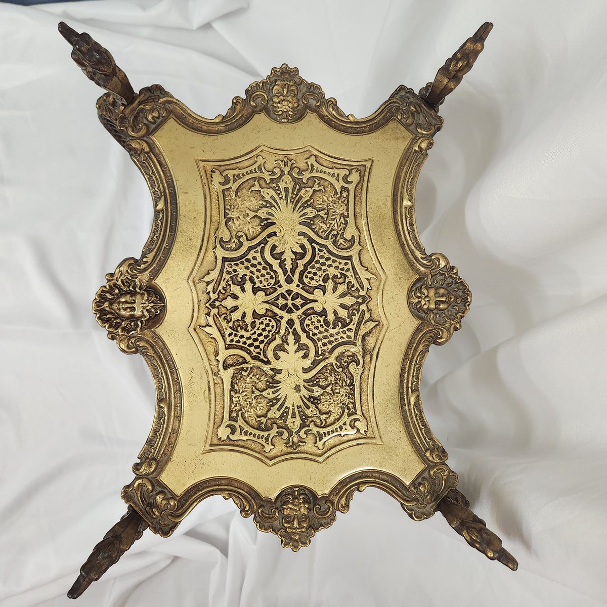 Vintage Ornate Cast Brass 3 Tier Plant Stand Dragon Grotesque French Scrollwork