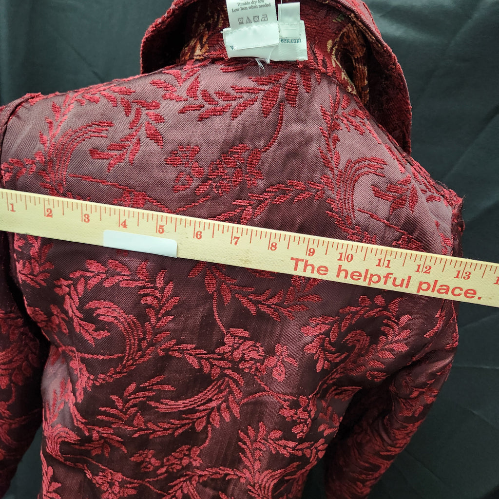 NWT Coldwater Creek Reversible Tapestry Jacket PXS Crimson Red Boho Fall Leaf
