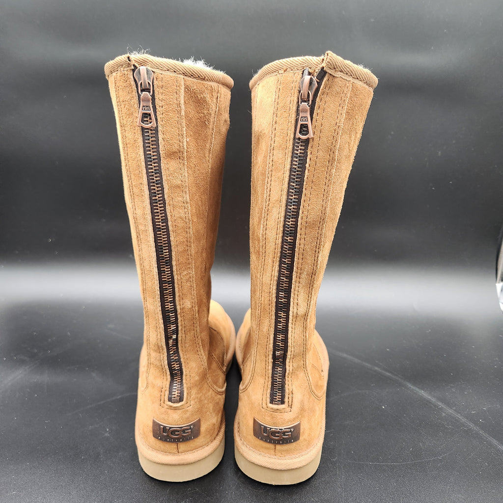 UGG Australia Knightsbridge Tall Boots 5119 Chestnut Suede Shearling Women Sz 7