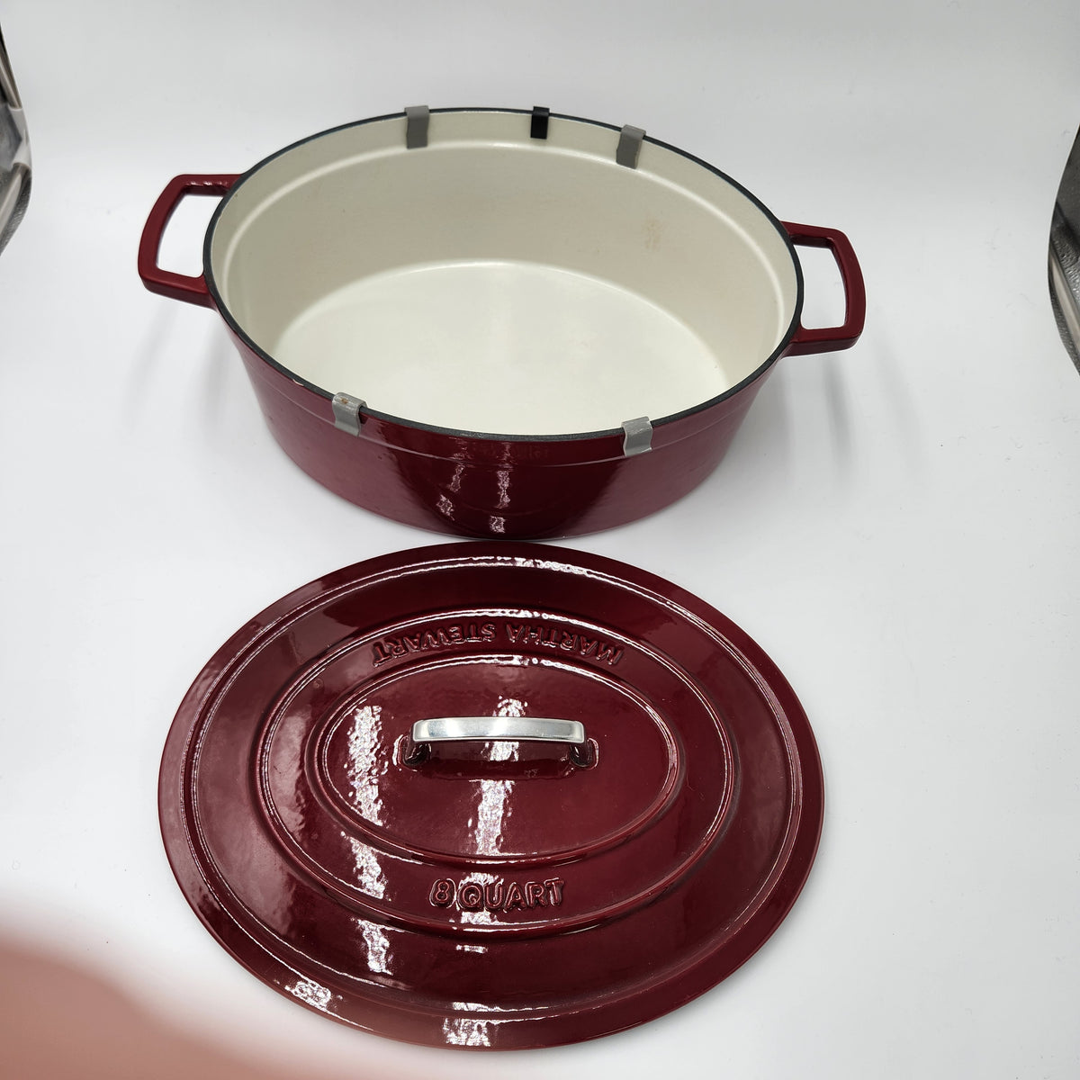 Martha Stewart 8-Quart Oval Enameled Cast Iron Dutch Oven - New-Cranberry Red