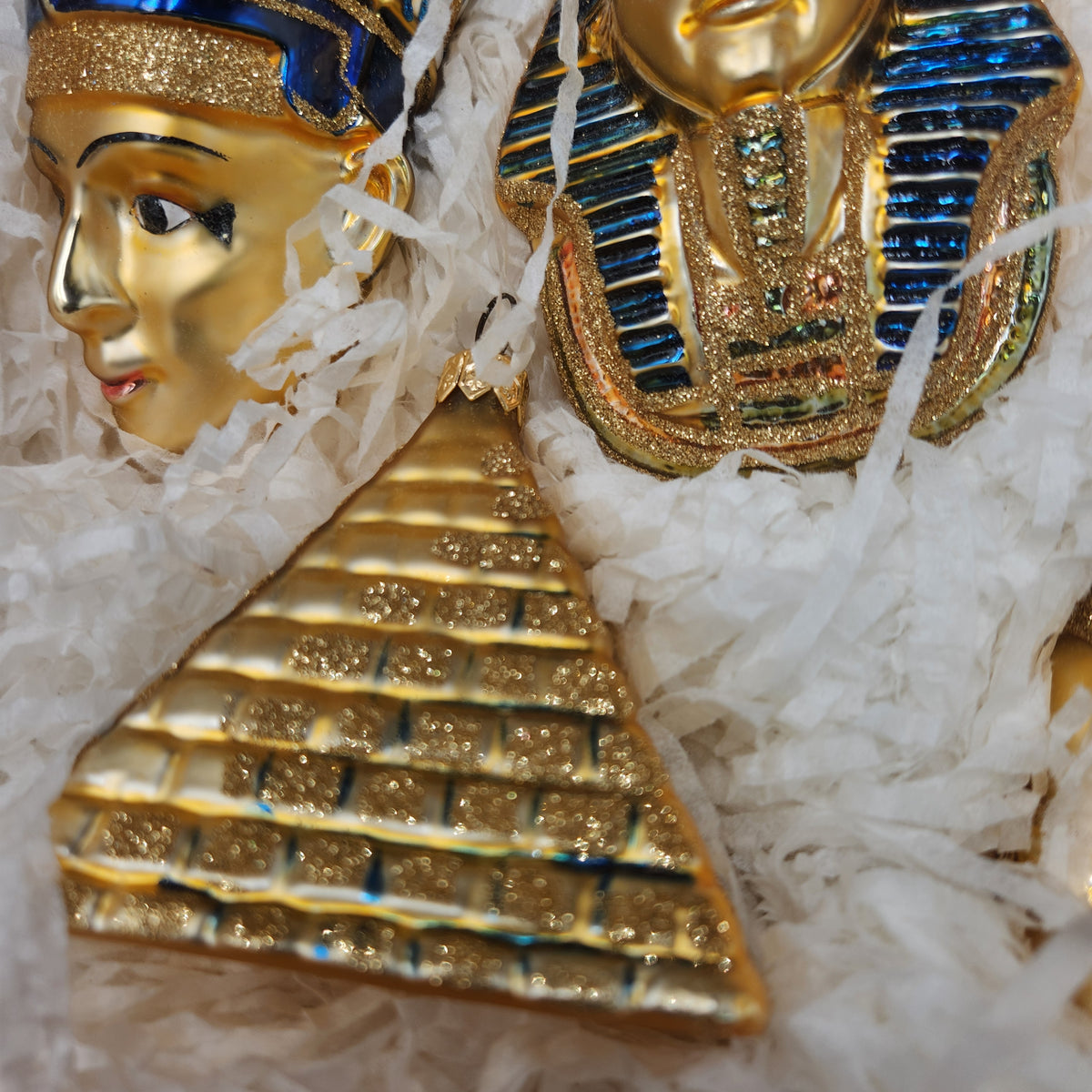 VTG 1999 Kurt S. Adler Polonaise "Egyptian Collection" 4 Pc. Ornament Set Crate INTACT WAX SEAL