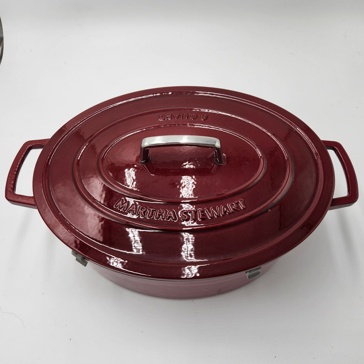 Martha Stewart 8-Quart Oval Enameled Cast Iron Dutch Oven - New-Cranberry Red