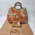 Patricia Nash Birds of Paradise Leather Satchel Bag & Coin Purse Set Dustbag