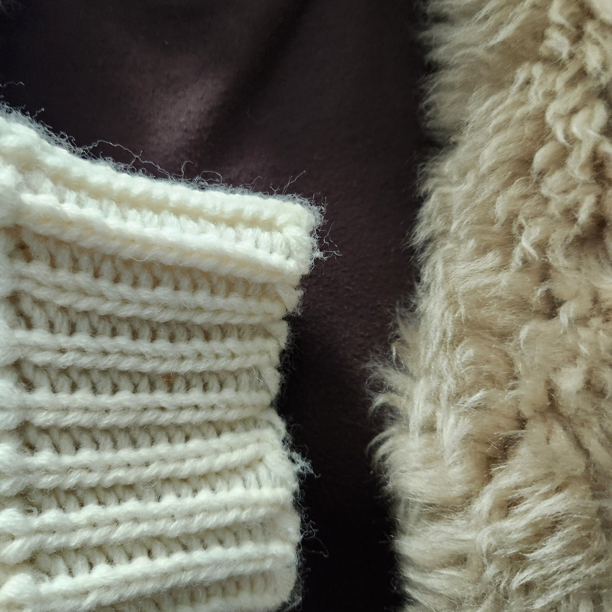 VTG 70s Knitina Faux Fur Collar Cream Cardigan Sweater Chunky Knit Orion