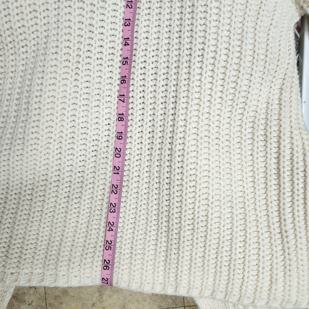 VTG 70s Knitina Faux Fur Collar Cream Cardigan Sweater Chunky Knit Orion
